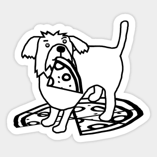 Cute Dog with Pizza Outline Sticker